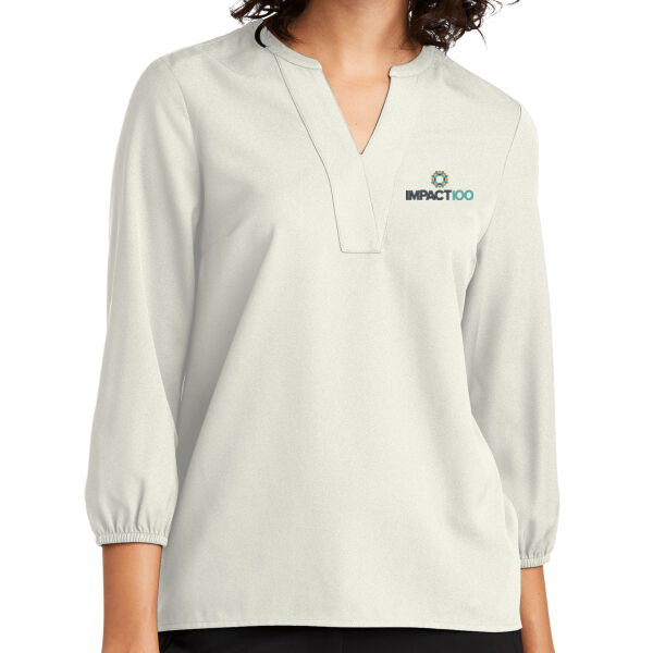 Impact 100 Embroidered - Women's Stretch Crepe 3/4 Sleeve Blouse Thumbnail