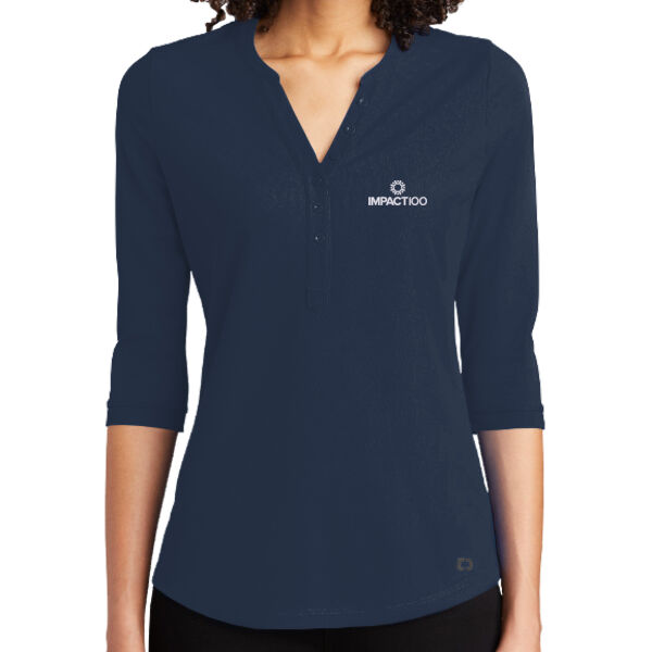 Impact 100 Embroidered - Women's Jewel Henley Thumbnail